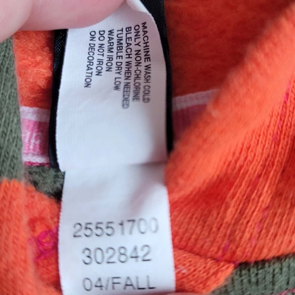 VTG Baby GAP 3T Y2K Striped‎ Hooded Vest Pullover Green Pink Orange